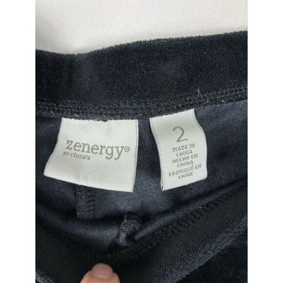 Chicos Zenergy Velvet Pull On Straight Leg Pants Womens 2/ Large Black Velour - Picture 5 of 6